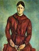 Portrait of madame Cezanne in a red dress 1890